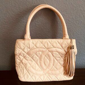 CHANEL Pink Canvas Medallion Tote Bag Timeless